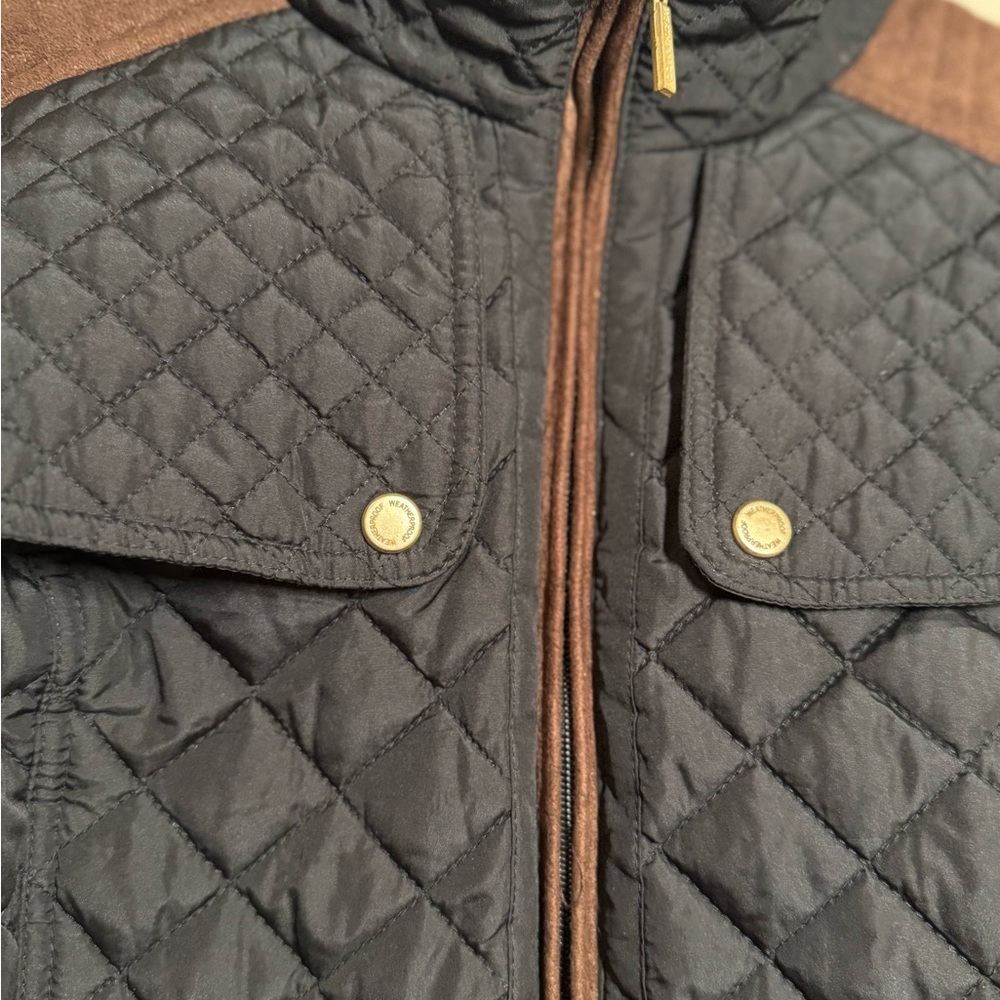 Weatherproof Women's Black and Brown Quilted Utility Jacket - Picture 4 of 10